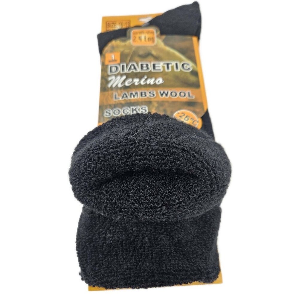 Merino Lamb Wool Diabetic Socks, Men Women, Warm Winter Sock Size 10-13, 6-Pack - Picture 3 of 3